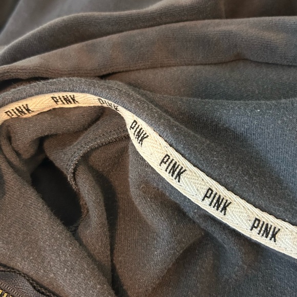 PINK Victoria’s Secret Gray Gold Sequin Bling Zip Up Velour Hoodie Size Small - Picture 10 of 13